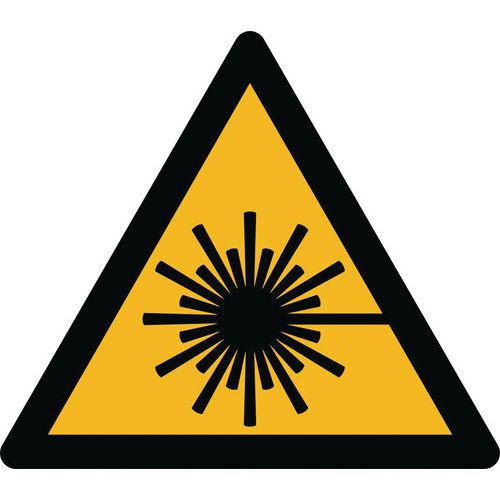 Warnzeichen ISO 7010, Warnung vor Laserstrahl, Kunststoff-Folie, selbstklebend
