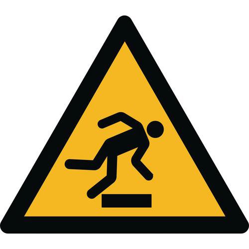 Warnzeichen ISO 7010, Warnung vor Hindernissen am Boden, Kunststoff-Folie, selbstklebend