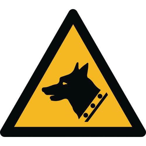 Warnzeichen ISO 7010, Warnung vor Wachhund, Kunststoff-Folie, selbstklebend
