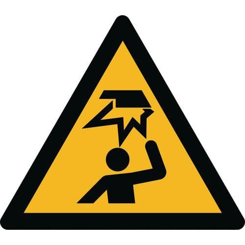 Panneaux de danger ISO 7010, Danger obstacle en hauteur, PVC, Autocollant