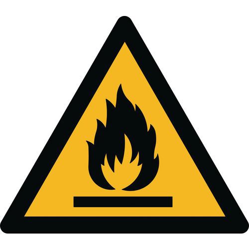 Panneaux de danger ISO 7010, Danger matières inflammables, PVC, Autocollant