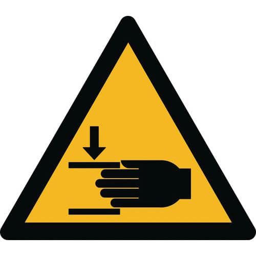 Panneaux de danger ISO 7010, Risque d'écrasement des mains, PVC, Autocollant