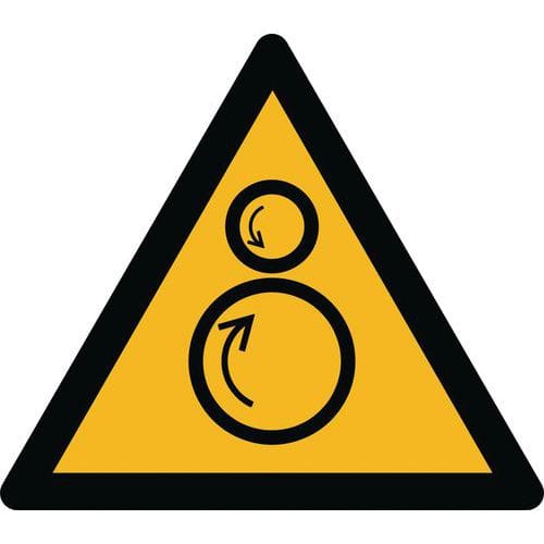 Panneaux de danger ISO 7010, Danger rouleaux contrerotatifs, PVC, Autocollant