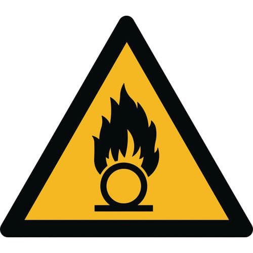 Warnzeichen ISO 7010, Warnung vor brandfördernden Stoffen, Kunststoff-Folie, selbstklebend