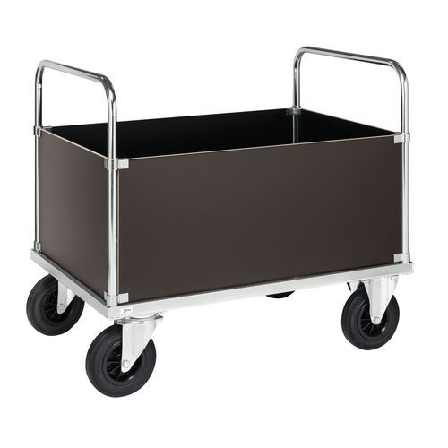 Wagen aus Stahl - 4 hohe, geschlossene Seitenwände - 2 Schiebebügel - Tragkraft 500 kg Wagen aus Stahl - 4 hohe, geschlossene Seitenwände - 2 Schiebebügel - Tragkraft 500 kg