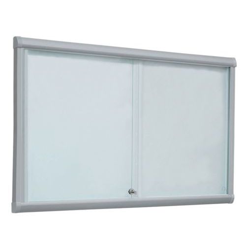 Innenvitrine mit Schiebetüren Leader - Aluminiumrückwand - Tür aus Sicherheitsglas