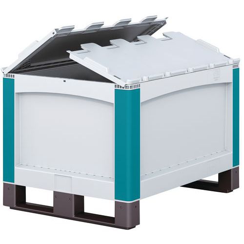Caisse-palette SL86 - Parois pleines - Sur semelles - Couvercle rabattable 2 pans