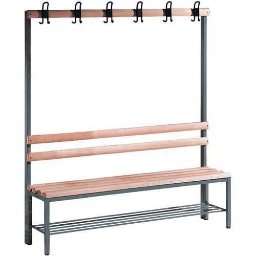 Garderobenbank CP aus Holz - 4 bis 8 Kleiderhaken - einseitig - mit Schuhablage - CP