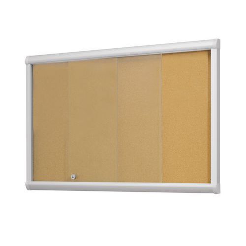 Innenvitrine mit Schiebetüren Leader - Korkrückwand - Tür aus Sicherheitsglas