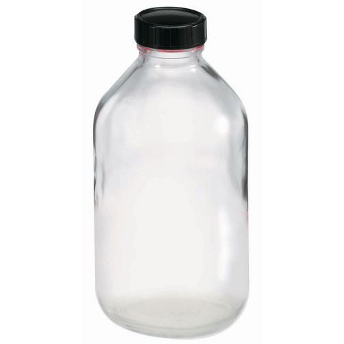 Glasflasche mit Originalitätsverschluss - 125 bis 1000 ml, Gesamtinhalt: 1000 mL, Ø: 98.8 mm, Werkstoff: Glas