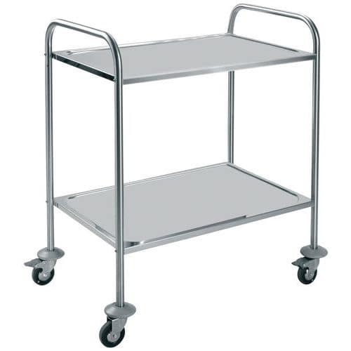 Chariot inox - 2 plateaux - Force 60 kg