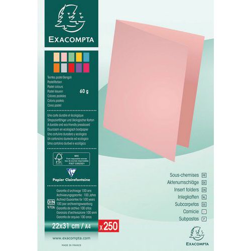 Sous-chemises pastels SUPER 60 - 22x31cm - Exacompta