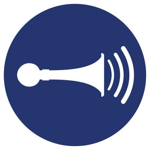 Gebotszeichen ISO 7010, Akustisches Signal geben, Kunststoff-Schild