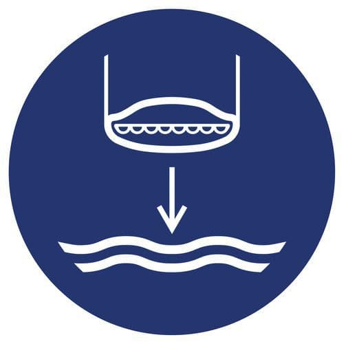 Panneaux d'obligation ISO 7010, Abaisser l'embarcation de sauvetage à l'eau dans l'ordre de lancement