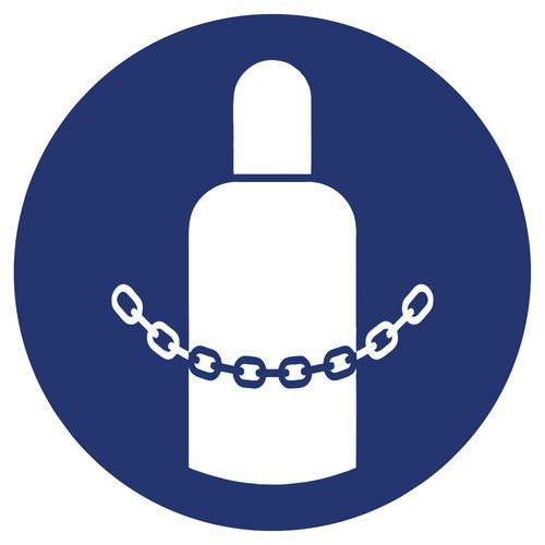 Gebotszeichen ISO 7010, Gasflaschen sichern, Kunststoff-Folie selbstklebend