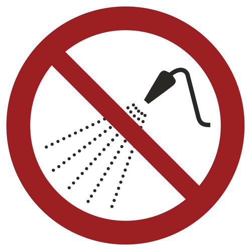 Panneau d'interdiction ISO 7010, VerbostzeichenInterdit d’asperger avec de l’eau, PVC autocollant