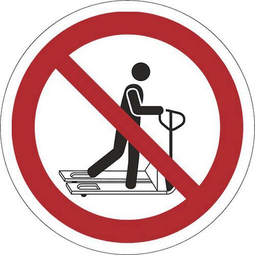 Panneau d'interdiction Ne pas monter sur les transpalettes, PVC autocollant