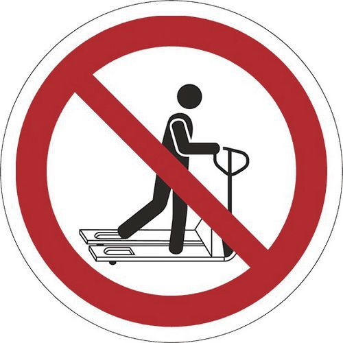 Panneau d'interdiction Ne pas monter sur les transpalettes, Plastique rigide