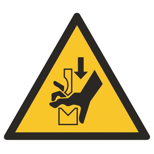 Panneaux de danger ISO 7010, Ecrasement de la main dans l'outil d'une presse plieuse, PVC autocollant