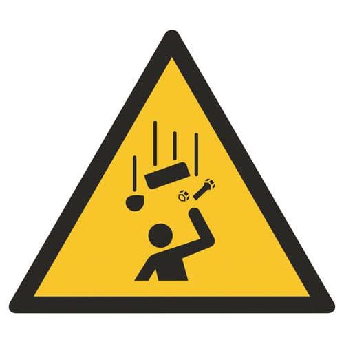 Panneaux de danger ISO 7010, Danger chute d'objets, PVC autocollant