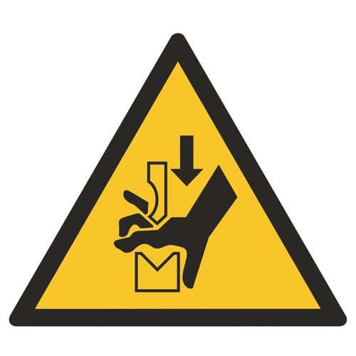 Panneaux de danger ISO 7010, Ecrasement de la main dans l'outil d'une presse plieuse, Plastique rigide