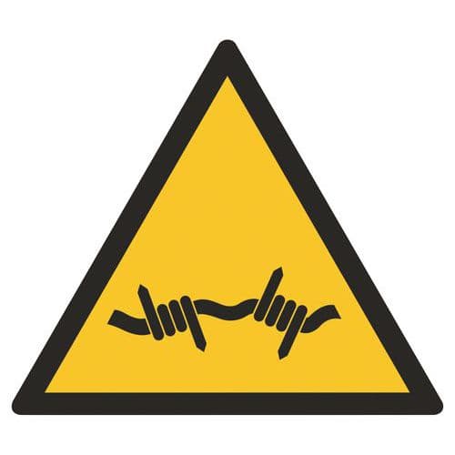 Warnzeichen ISO 7010, Warnung vor Stacheldraht, Kunststoff-Schild