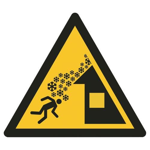Panneaux de danger ISO 7010, Chute de neige du toit, PVC autocollant