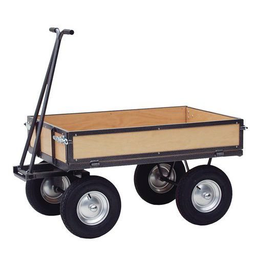 Anhänger mit Holzwänden - Tragkraft 500 kg - Boden 800 x 1200 mm Anhänger mit Holzwänden - Tragkraft 500 kg - Boden 800 x 1200 mm