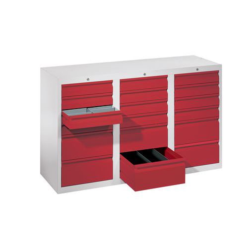 Armoire à tiroirs pour outils H90 - 3 colonnes - 18 tiroirs