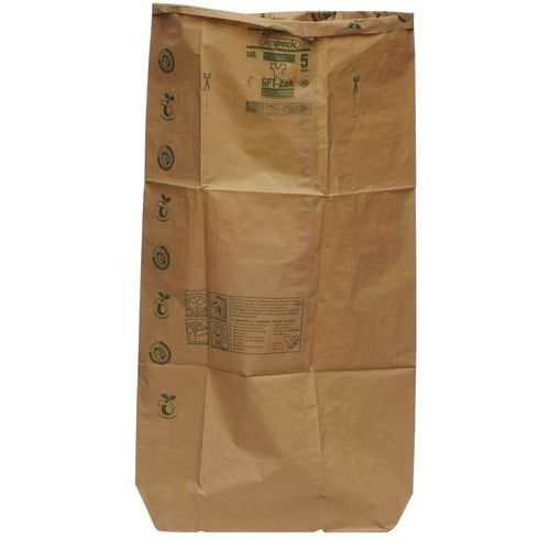 Müllsack aus Papier - Bioabfälle - 70 bis 140 L, Gesamtinhalt: 140 L, Schaltertyp: Nein, Farbe: Braun