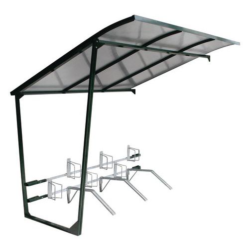 Abri cycles à toiture inclinée - Avec support cycles - Module suivant