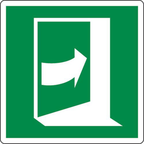 Fluchtwegschild - Tür rechts aufdrücken - Aluminium Fluchtwegschild - Tür rechts aufdrücken - Aluminium