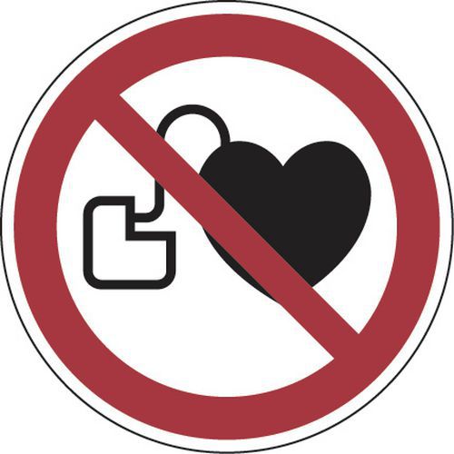 Panneau interdiction - Interdit aux personnes portant stimulateur cardiaque - Aluminium