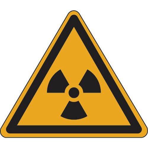 Warnschild - Radioaktive Stoffe oder ionisierende Strahlung - selbstklebend