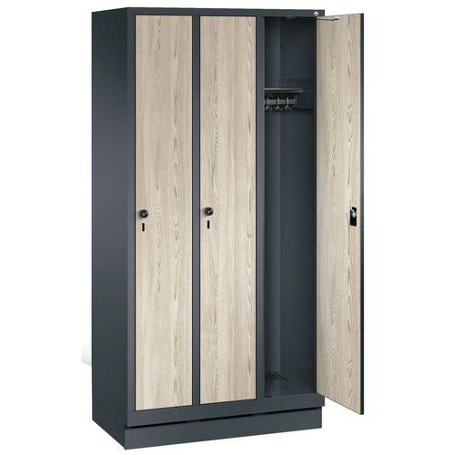 Vestiaire porte bois Évolo - 2 à 4 colonnes - Largeur 300 mm - Sur socle - CP