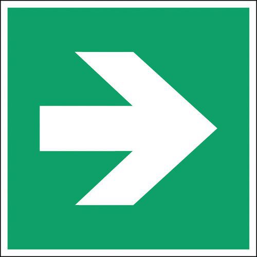 Sicherheits- und Fluchtwegschild, viereckig - Richtungspfeil rechts - steif