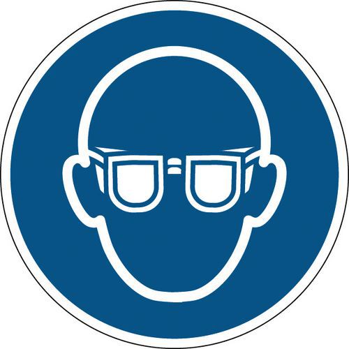 Gebotsschild, rund - Schutzbrille vorgeschrieben - steif