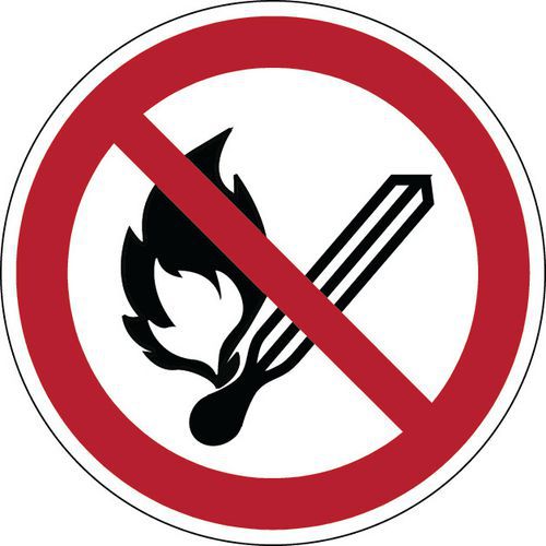 Verbotsschild, rund - Offenes Feuer verboten - steif