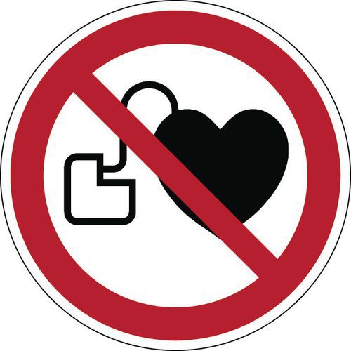 Panneau interdiction rond - Interdit aux personnes porteuses d’un stimulateur cardiaque - Rigide
