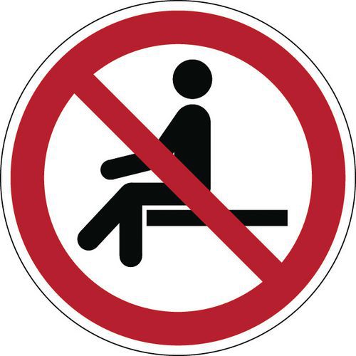 Verbotsschild - Sitzen verboten - steif
