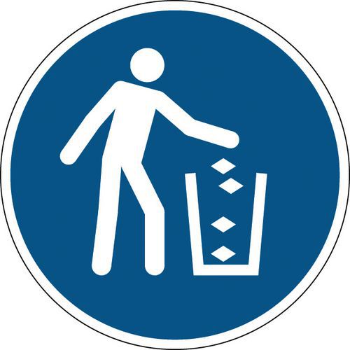 Panneau obligation - Utiliser la poubelle - Rigide