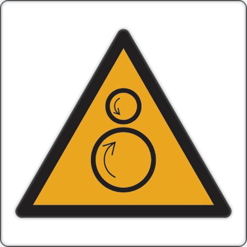 Warnschild - Gegenläufige Rollen - Aluminium Warnschild - Gegenläufige Rollen - Aluminium