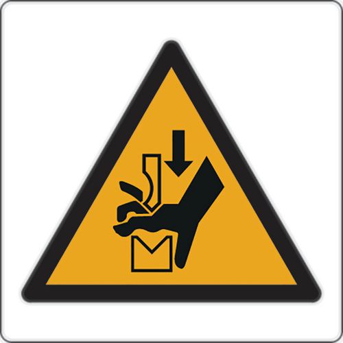 Panneau danger - Risque écrasement mains outil presse/ frein- Aluminium