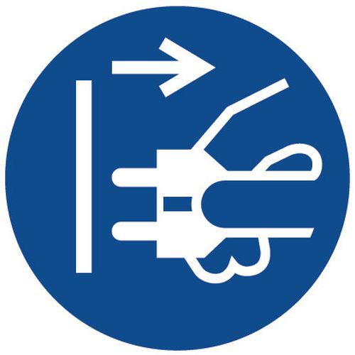 Panneau obligation - Débrancher prise secteur - Aluminium Panneau obligation - Débrancher prise secteur - Aluminium