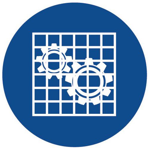 Gebotsschild - Absperrung prüfen - Aluminium Gebotsschild - Absperrung prüfen - Aluminium