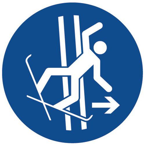 Gebotsschild - Im Fall eines Sturzes Schleppspur verlassen - Aluminium Gebotsschild - Im Fall eines Sturzes Schleppspur verlassen - Aluminium