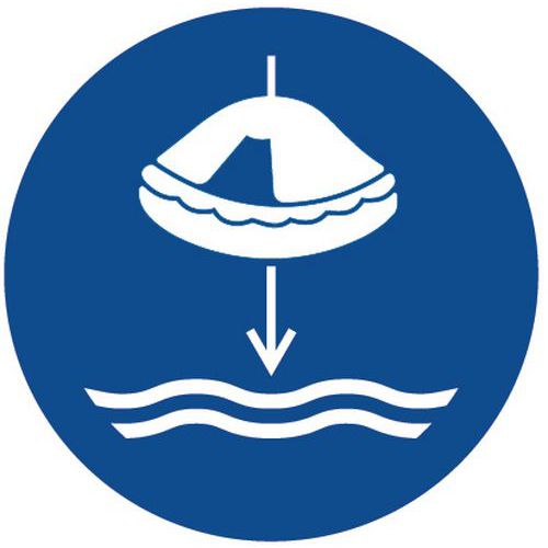 Gebotsschild - Rettungsinsel zu Wasser lassen - Aluminium Gebotsschild - Rettungsinsel zu Wasser lassen - Aluminium