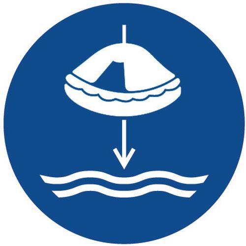 Panneau obligation - Mettre radeau sauvetage à l'eau - Aluminium