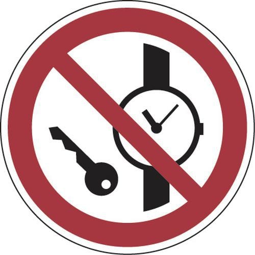 Panneau interdiction - Objets métalliques interdits - Aluminium ROND