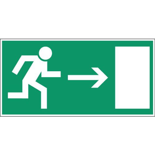 Schild für Evakuierung und Rettung - „Notausgang rechts“ - starr